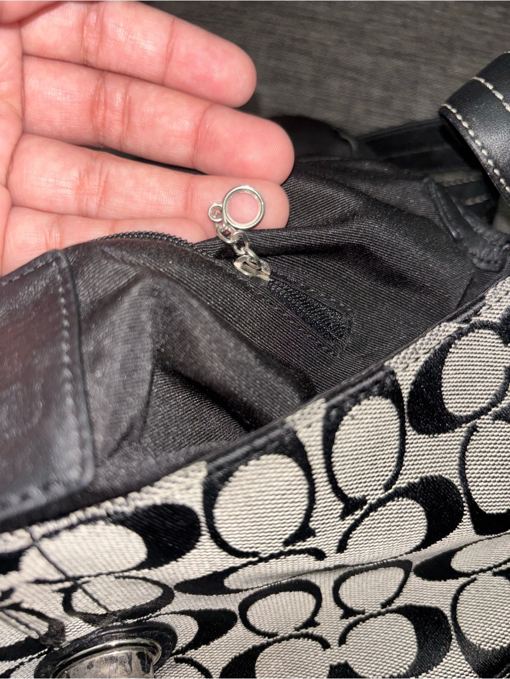 Coach Black and White Signature Canvas Shoulder Bag - Picture 14 of 14